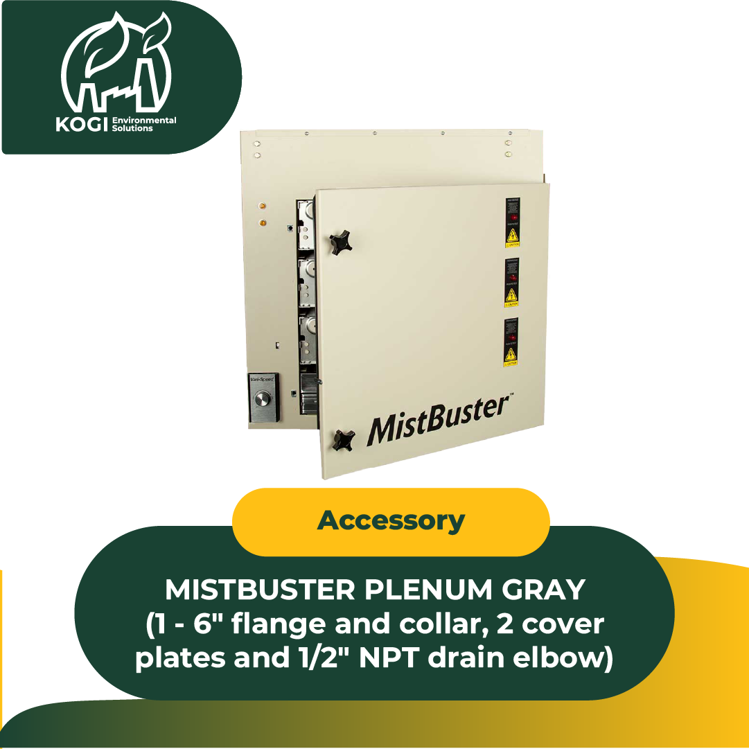 Mistbuster Plenum Gray (1 - 6" flange and collar, 2 cover plates and 1/2" NPT drain elbow)