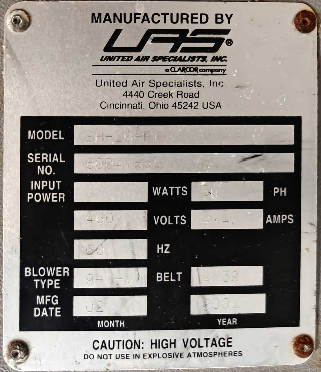 SH-10-PE SmogHog Mist Collector | United Air Specialist Parker